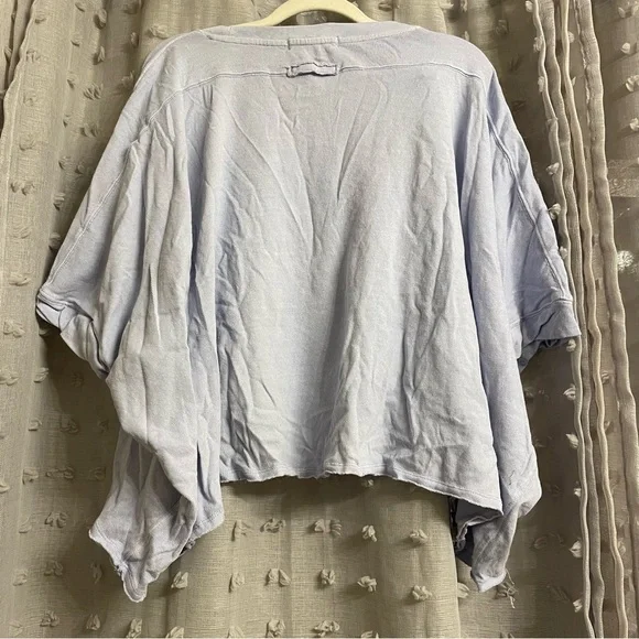 Free People We The Free Light Blue Oversized Crop Top - Picture 2 of 8